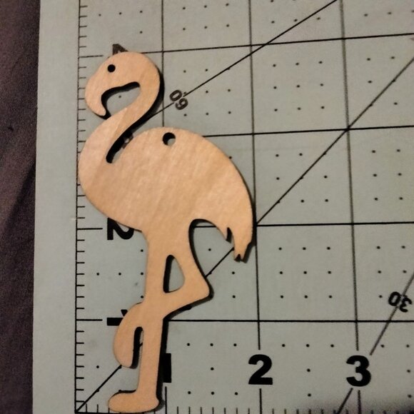 Wooden Flamingo Shaped Ornament Die Cut Craft Piece 4 inch - Picture 3 of 3